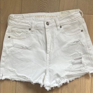 American Eagle Outfitters White Ripped Mom Shorts